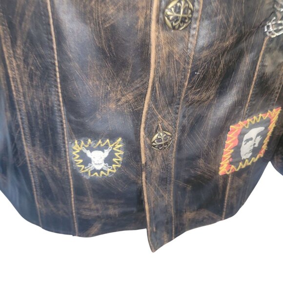 WILSON'S M JULIAN Vintage rock- inspired Distressed Leather Jacket Skull Studs - Picture 6 of 9
